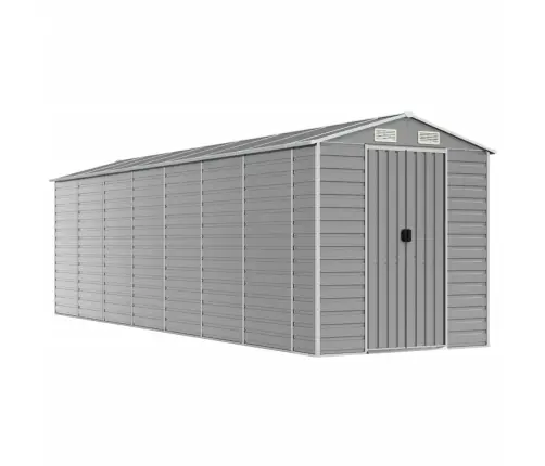 Dārza Šķūnis, Gaiši Pelēks, 191X640X198 Cm, Cinkots Tērauds Vidaxl