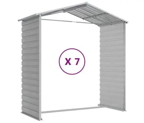 Dārza Šķūnis, Gaiši Pelēks, 191X640X198 Cm, Cinkots Tērauds Vidaxl