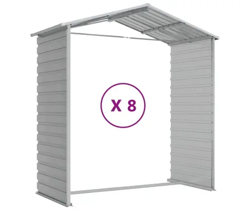 Dārza Šķūnis, Gaiši Pelēks, 191X725X198 Cm, Cinkots Tērauds Vidaxl