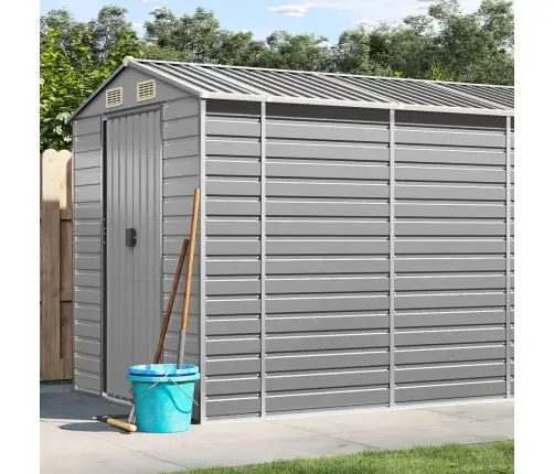 Dārza Šķūnis, Gaiši Pelēks, 191X725X198 Cm, Cinkots Tērauds Vidaxl