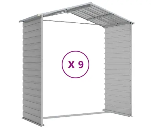 Dārza Šķūnis, Gaiši Pelēks, 191X810X198 Cm, Cinkots Tērauds Vidaxl