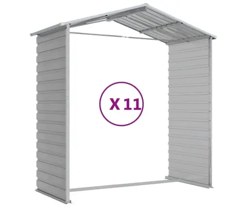 Dārza Šķūnis, Gaiši Pelēks, 191X980X198 Cm, Cinkots Tērauds Vidaxl