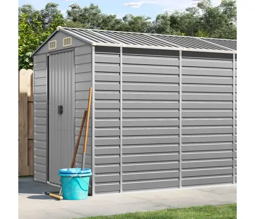 Dārza Šķūnis, Gaiši Pelēks, 191X980X198 Cm, Cinkots Tērauds Vidaxl