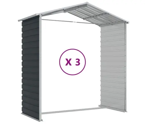 Dārza Šķūnis, Antracītpelēks, 191X300X198 Cm, Cinkots Tērauds Vidaxl