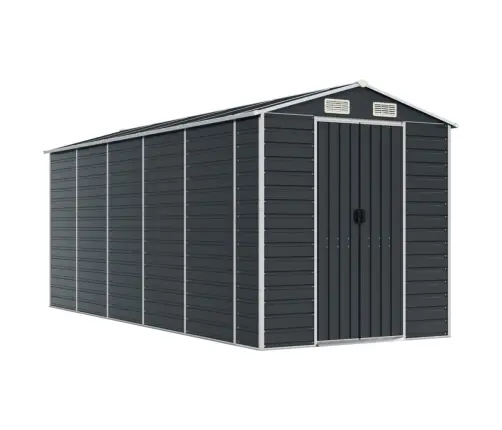 Dārza Šķūnis, Antracītpelēks, 191X470X198 Cm, Cinkots Tērauds Vidaxl