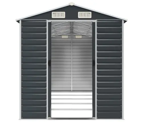 Dārza Šķūnis, Antracītpelēks, 191X470X198 Cm, Cinkots Tērauds Vidaxl