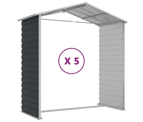 Dārza Šķūnis, Antracītpelēks, 191X470X198 Cm, Cinkots Tērauds Vidaxl