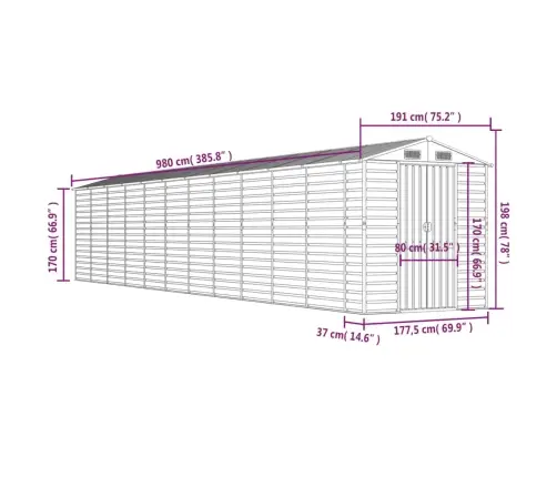Aiakuur, Antratsiithall, 191X980X198 cm Tsingitud Teras