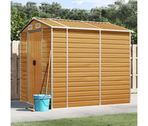 Dārza Šķūnis, Gaiši Brūns, 191X215X198 Cm, Cinkots Tērauds Vidaxl