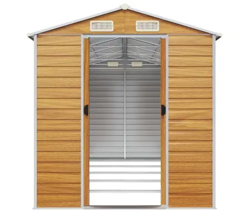 Dārza Šķūnis, Gaiši Brūns, 191X470X198 Cm, Cinkots Tērauds Vidaxl