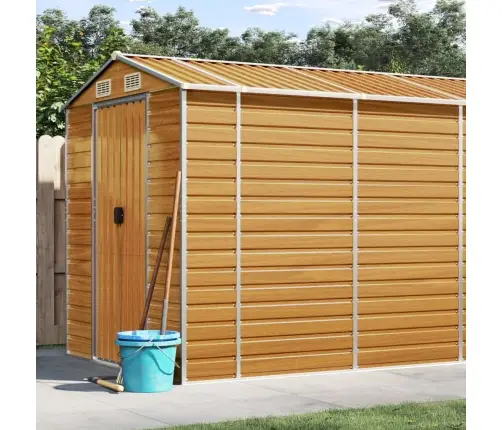 Dārza Šķūnis, Gaiši Brūns, 191X470X198 Cm, Cinkots Tērauds Vidaxl