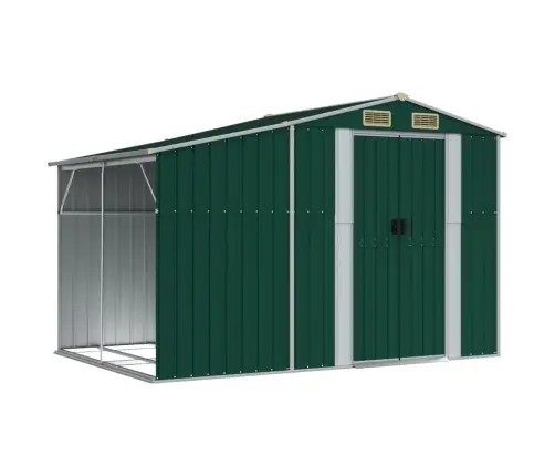 Dārza Šķūnis, Zaļš, 277X192,5X179 Cm, Cinkots Tērauds Vidaxl