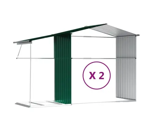 Dārza Šķūnis, Zaļš, 277X279X179 Cm, Cinkots Tērauds Vidaxl