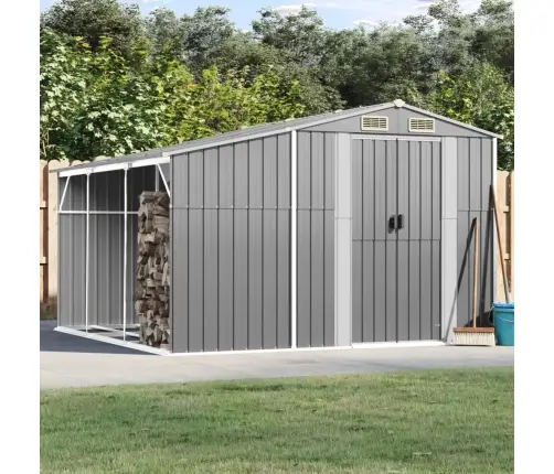 Dārza Šķūnis, Pelēks, 277X279X179 Cm, Cinkots Tērauds Vidaxl