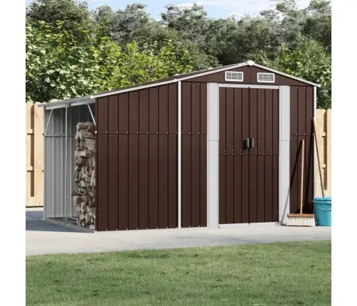 Dārza Šķūnis, Brūns, 277X192,5X179 Cm, Cinkots Tērauds Vidaxl