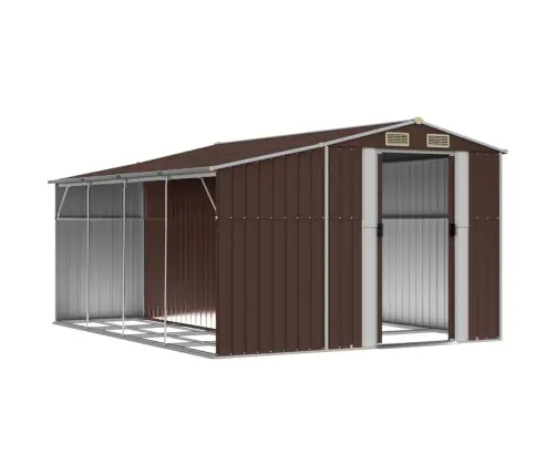 Dārza Šķūnis, Brūns, 277X365,5X179 Cm, Cinkots Tērauds Vidaxl