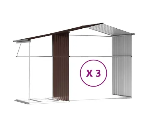 Dārza Šķūnis, Brūns, 277X365,5X179 Cm, Cinkots Tērauds Vidaxl