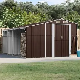 Dārza Šķūnis, Brūns, 277X365,5X179 Cm, Cinkots Tērauds Vidaxl