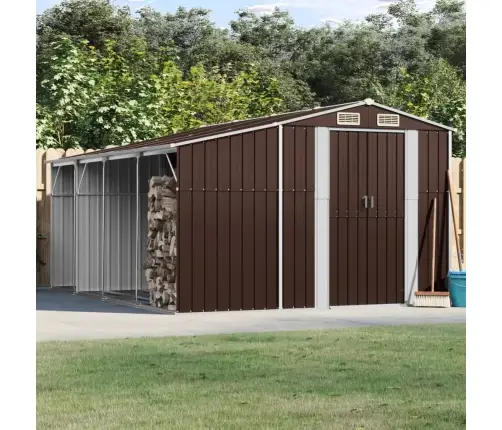 Dārza Šķūnis, Brūns, 277X365,5X179 Cm, Cinkots Tērauds Vidaxl