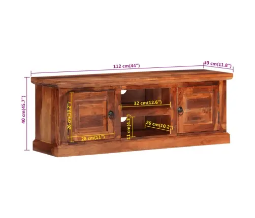 Tv Skapītis Ar Durvīm, 112X30X40 Cm, Akācijas Masīvkoks Vidaxl