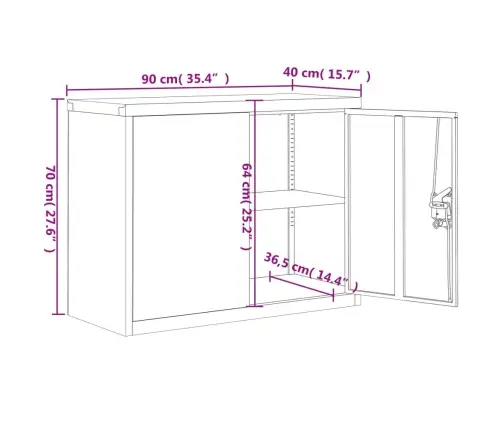 Spintelė Dokumentams, Antracito Spalvos, 90X40X110cm Plienas