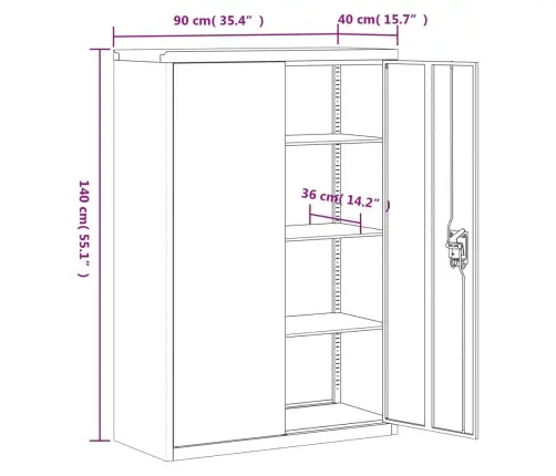 Dokumendikapp, Antratsiithall, 90 X 40 X 180 cm Teras