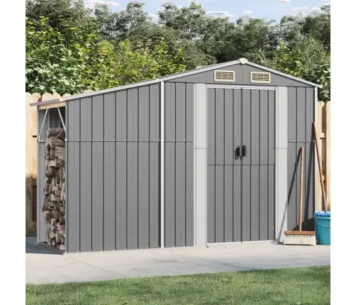 Dārza Šķūnis, Pelēks, 277X93X179 Cm, Cinkots Tērauds Vidaxl