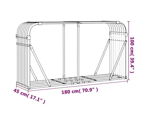 Küttepuude Alus, Roheline, 180 X 45 X 100 cm Tsingitud Teras