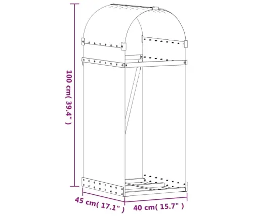 Küttepuude Alus, Helehall, 40 X 45 X 100 cm Tsingitud Teras