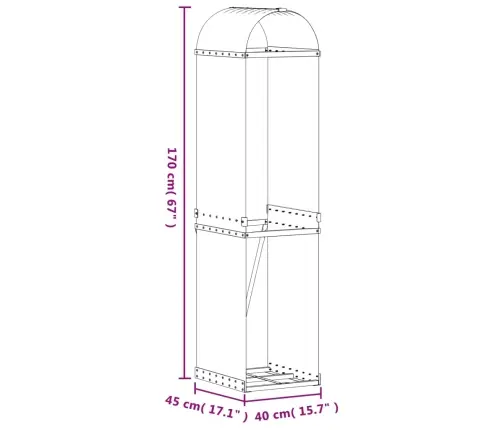 Küttepuude Alus, Helehall, 40X45X170 cm Tsingitud Teras