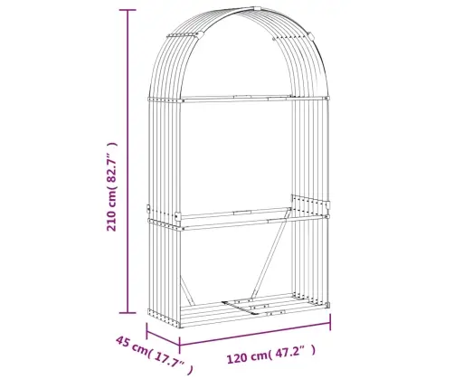 Küttepuude Alus, Helehall, 120 X 45 X 210 cm Tsingitud Teras
