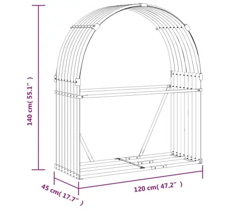 Puuhoidik Antratsiithall 120 X 45 X 140 Cm Tsingitud Terasest