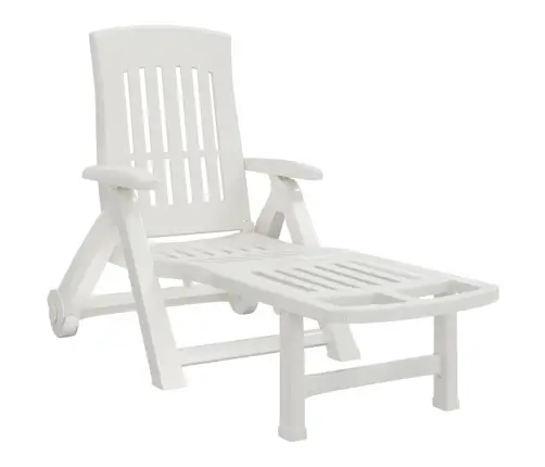 Salokāms Sauļošanās Zvilnis Ar Riteņiem, Balts Pp Vidaxl