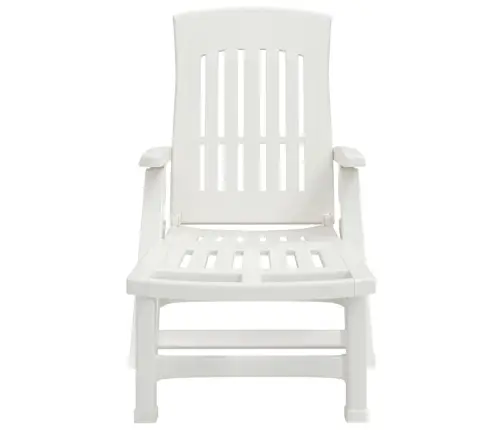 Salokāms Sauļošanās Zvilnis Ar Riteņiem, Balts Pp Vidaxl