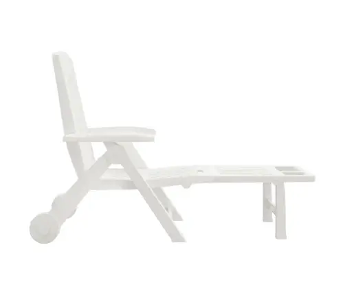 Salokāms Sauļošanās Zvilnis Ar Riteņiem, Balts Pp Vidaxl