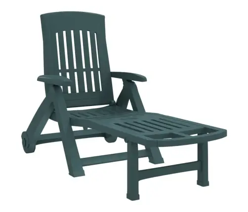 Salokāms Sauļošanās Zvilnis Ar Riteņiem, Zaļš, Pp Vidaxl