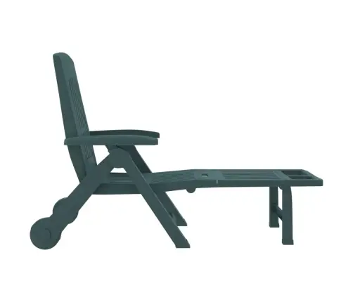 Salokāms Sauļošanās Zvilnis Ar Riteņiem, Zaļš, Pp Vidaxl