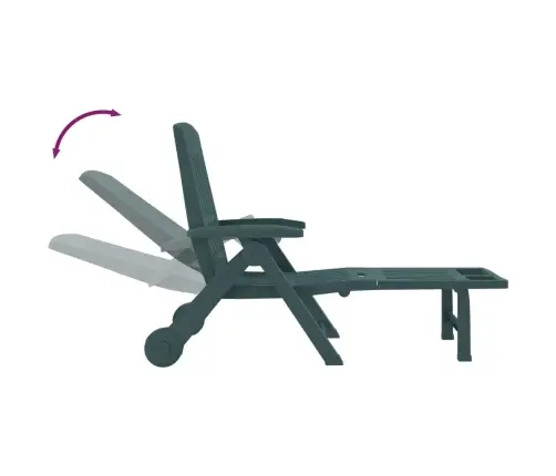 Salokāms Sauļošanās Zvilnis Ar Riteņiem, Zaļš, Pp Vidaxl