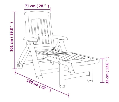 Salokāms Sauļošanās Zvilnis Ar Riteņiem, Zaļš, Pp Vidaxl
