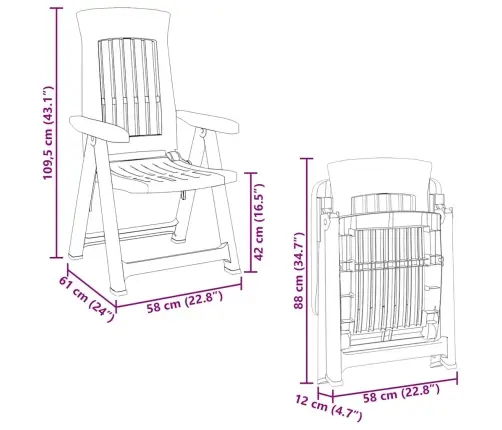 Atgāžami Dārza Krēsli, 2 Gab., Balti, Pp Vidaxl