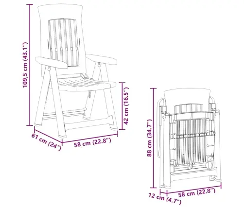 Dārza Nolaižamie Krēsli, 2 Gab., Zaļš, Pp Vidaxl