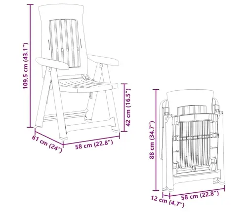 Atgāžami Dārza Krēsli, 2 Gab., Antracītpelēki, Pp Vidaxl