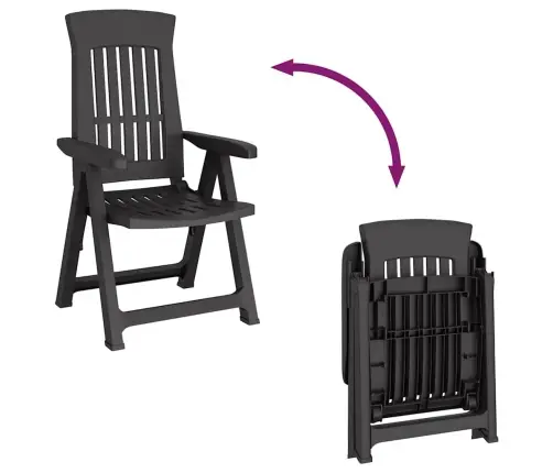 Atgāžami Dārza Krēsli, 2 Gab., Antracītpelēki, Pp Vidaxl