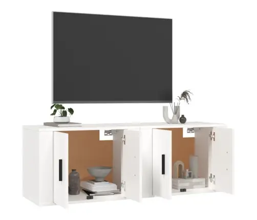 Sienas Tv Skapīši, 2 Gab., Balti, 57X34,5X40 Cm Vidaxl