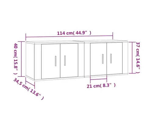 Seina Telerikapid 2 Tk, Pruun Tamm, 57 X 34,5 X 40 Cm