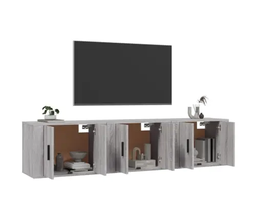 Sienas Tv Skapīši, 3 Gab., Pelēka Ozolkoka, 57X34,5X40 Cm Vidaxl Sienas Tv Skapīši, 3 Gab., Pelēka Ozolkoka, 57X34,5X40 Cm Vidaxl