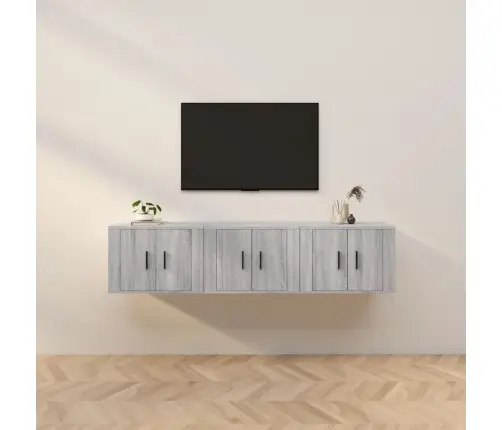 Sienas Tv Skapīši, 3 Gab., Pelēka Ozolkoka, 57X34,5X40 Cm Vidaxl Sienas Tv Skapīši, 3 Gab., Pelēka Ozolkoka, 57X34,5X40 Cm Vidaxl