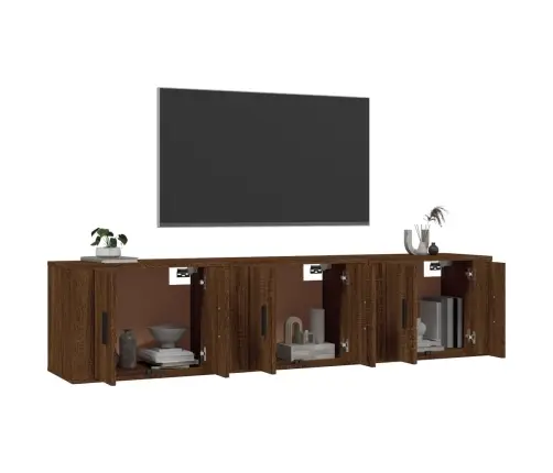 Sieninės Tv Spintelės, 3Vnt., Rudos Ąžuolo, 57X34,5X40Cm