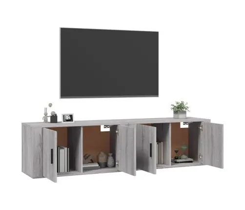 Sieninės Tv Spintelės, 2Vnt., Pilkos Ąžuolo, 80X34,5X40Cm