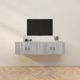 Sieninės Tv Spintelės, 2Vnt., Pilkos Ąžuolo, 80X34,5X40Cm